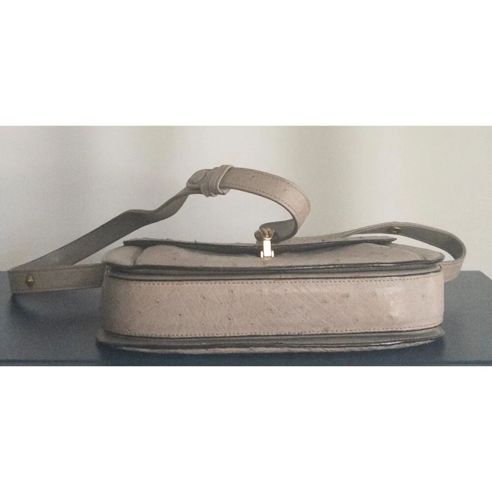 Ostrich leather Taupe gray Genuine ostrich leather Ostrich leather Handbag - Picture 5 of 13